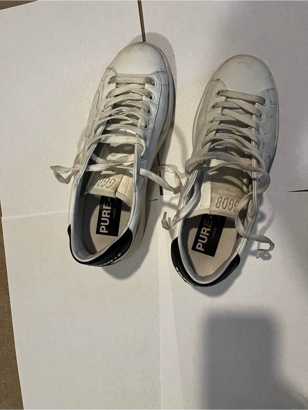 Golden Goose White Leather Sneakers Black Heel Star Women’s EU 38